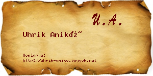Uhrik Anikó névjegykártya